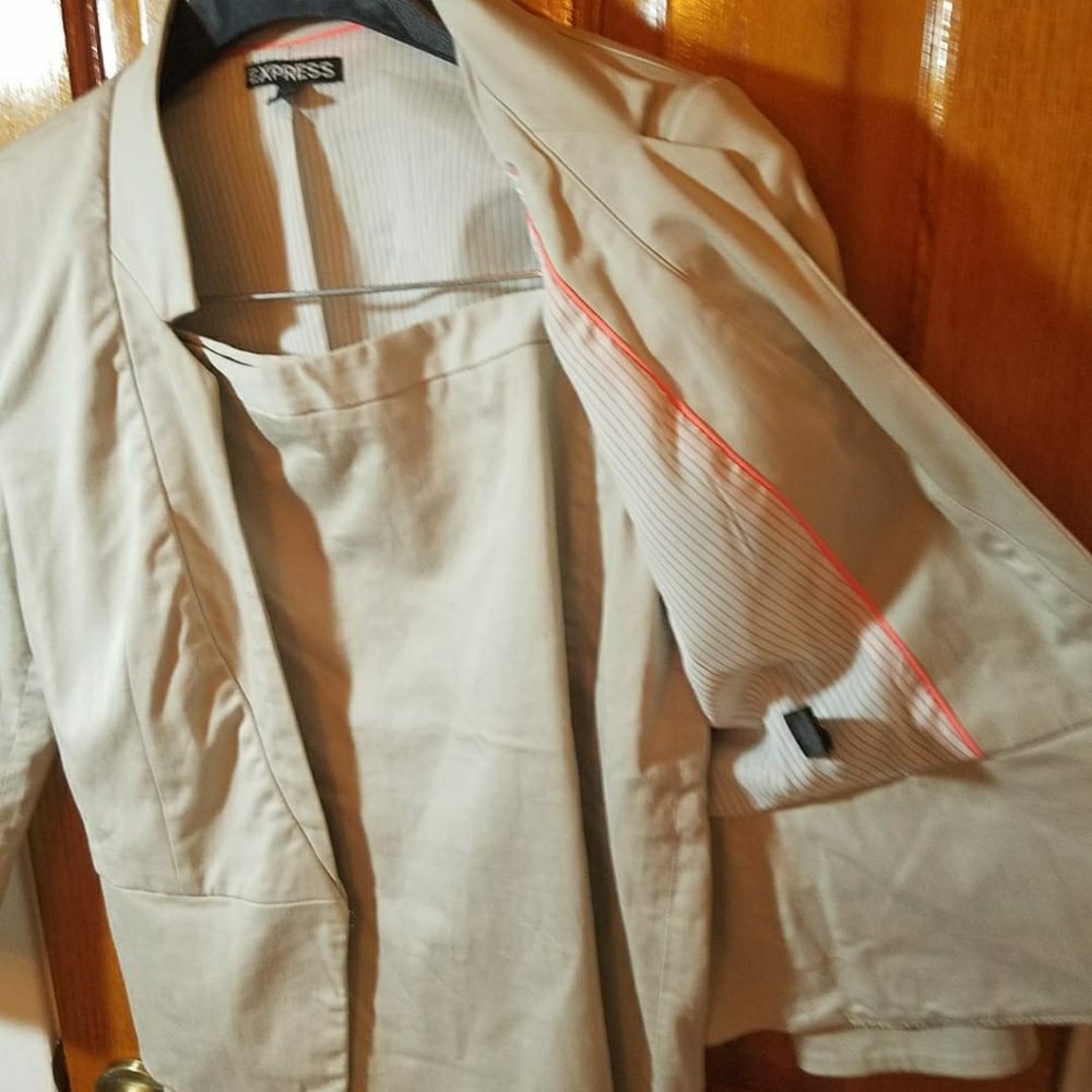 Khaki suit skirt & blazer